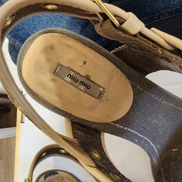 Miu Miu Green Canvas Ankle Strap Sandals Olive size 39 - Picture 10 of 16